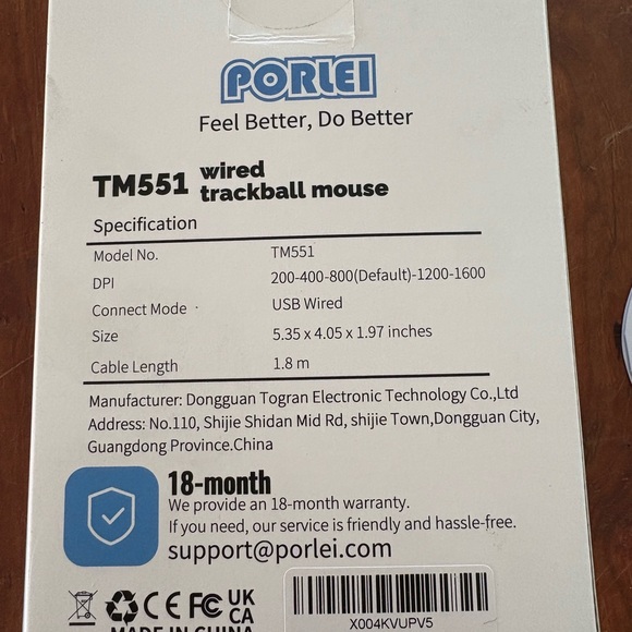 Porlei Ergonomic Wired Trackball Mouse with RGB Lighting - Picture 4 of 6